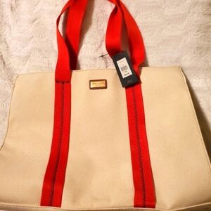 Tommy Hilfiger Cream Red Canvas Tote bag nwt